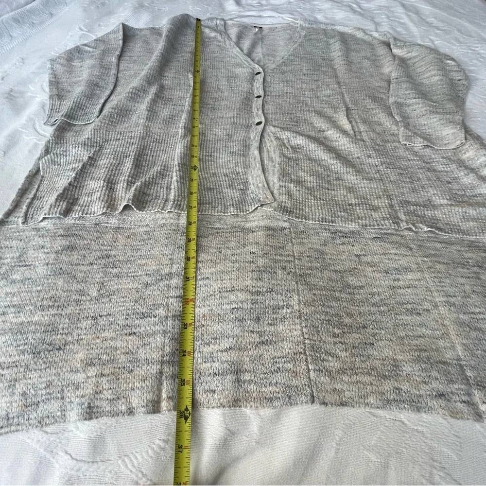 FREE PEOPLE Cream Multicolor Marled Button High Low‎ TGIF Cardigan - Picture 4 of 8